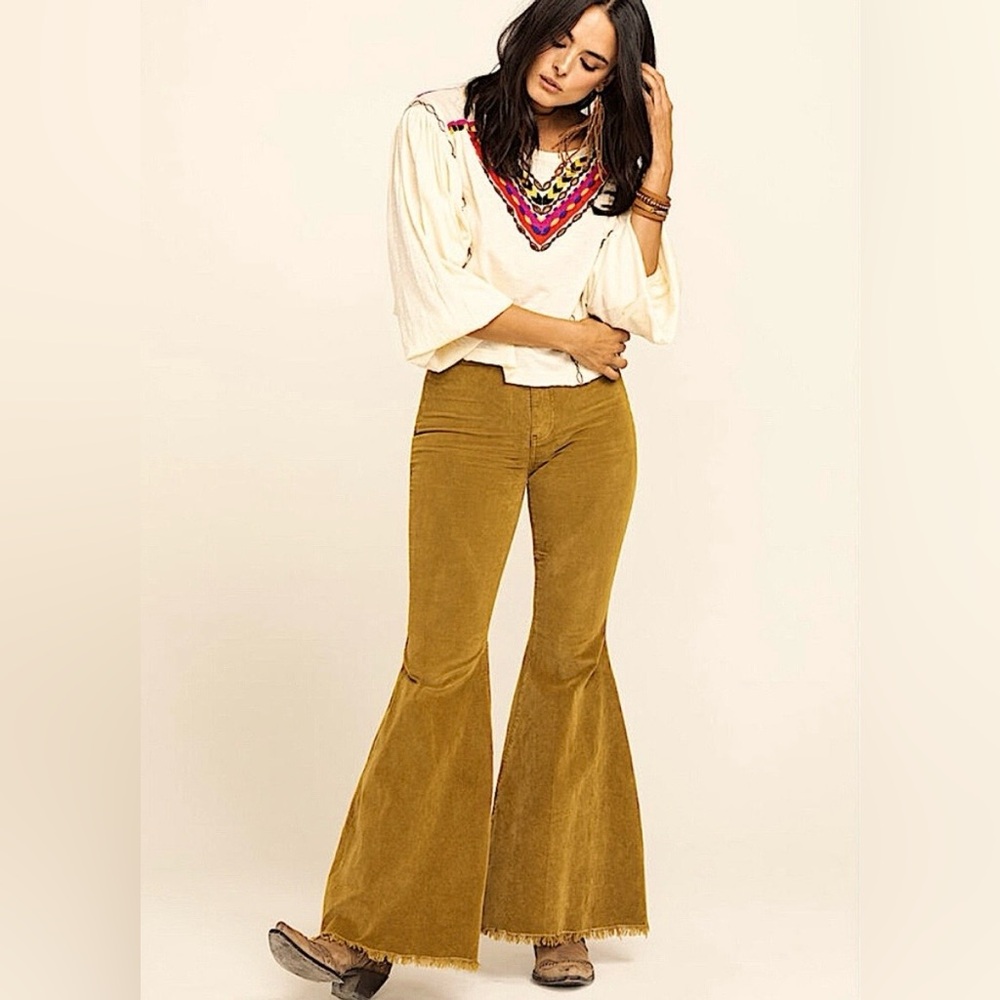 NWT Free People Hand Me Down Ivory Top with Multicolor Embroidery